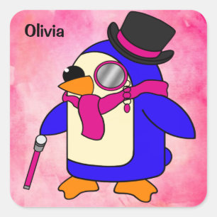 Niedlicher Pinguin-Cartoon Quadratischer Aufkleber