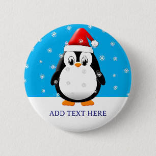 Niedlicher Pinguin Cartoon Schneeflocken Weihnacht Button