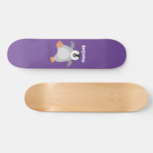 Niedlicher Pinguin-Cartoon Skateboard (Horizontal)