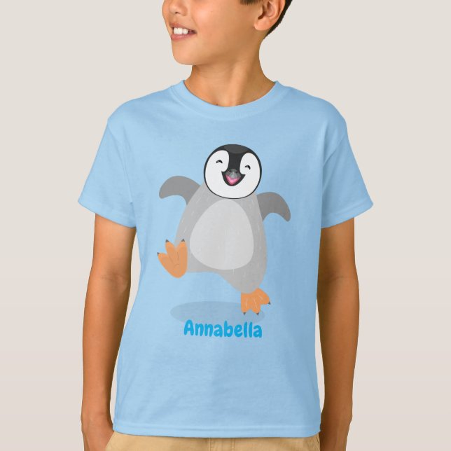 Niedlicher Pinguin-Cartoon T-Shirt (Vorderseite)