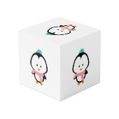 Niedlicher Pinguin-Cartoon Würfel (Rückseite Schrägansicht)