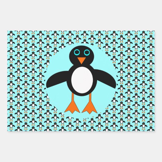 Niedlicher Pinguin Custom Geschenkpapier Set (Vorderseite)