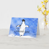 Niedlicher Pinguin danke Karte (Gelbe Blume)