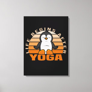 Niedlicher Pinguin, der Yoga macht. lustige Yoga-P Leinwanddruck