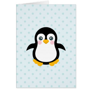 Niedlicher Pinguin Design Blue Polka Dot Hintergru