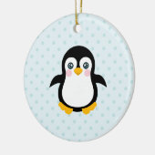 Niedlicher Pinguin Design Blue Polka Dot Hintergru Keramikornament (Links)