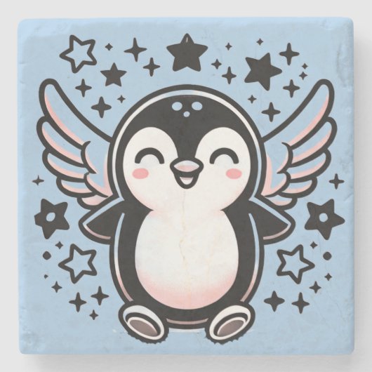 Niedlicher Pinguin Dining Stone Untersetzer (Vorderseite)