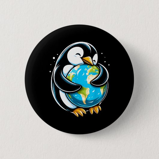 Niedlicher Pinguin Earth Day Funny Animal Earth Da Button (Vorderseite)