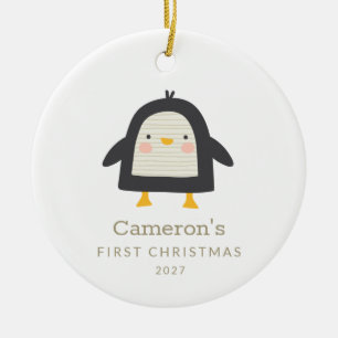 Niedlicher Pinguin Einfach 1. Weihnachten Personal Keramik Ornament