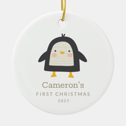 Niedlicher Pinguin Einfach 1. Weihnachten Personal Keramik Ornament (Vorne)