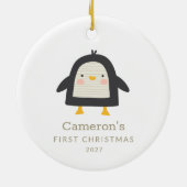 Niedlicher Pinguin Einfach 1. Weihnachten Personal Keramik Ornament (Hinten)