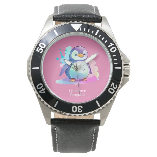 Niedlicher Pinguin eWatch Geschenk Armbanduhr (Vorderseite)