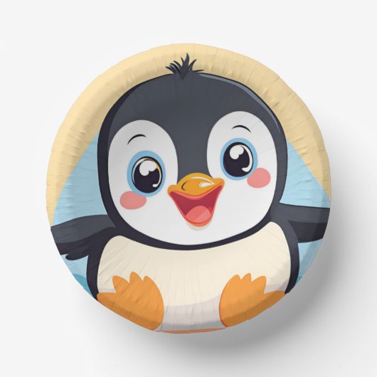 Niedlicher Pinguin Face Safari Zoo Dschungel Gebur Pappteller (Vorderseite)