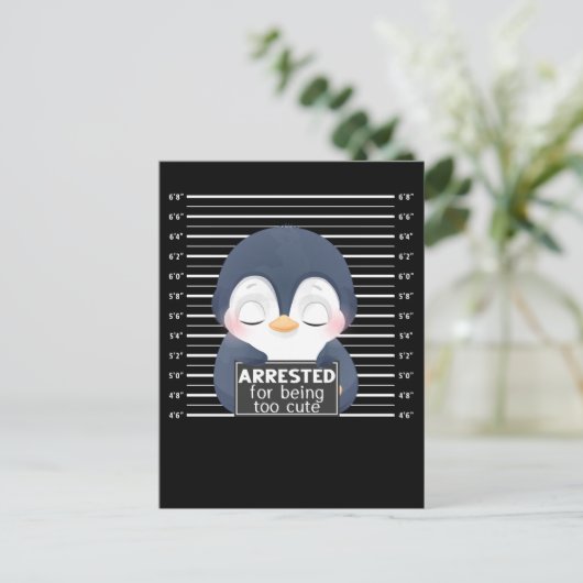 Niedlicher Pinguin festgenommen Funny Animal Postkarte (Stehend Vorderseite)