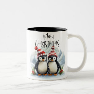 Niedlicher Pinguin / Frohe Weihnachten Zweifarbige Tasse