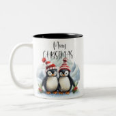 Niedlicher Pinguin / Frohe Weihnachten Zweifarbige Tasse (Links)