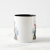 Niedlicher Pinguin / Frohe Weihnachten Zweifarbige Tasse (Mittel)