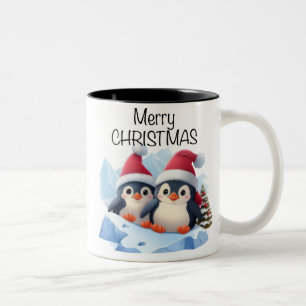 Niedlicher Pinguin / Frohe Weihnachten Zweifarbige Tasse