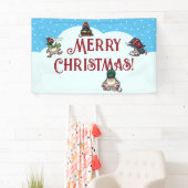 Niedlicher Pinguin Frohe Weihnachts-Snowball-Kampf Banner (Insitu)