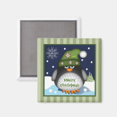 Niedlicher Pinguin & Frohe Weihnachtsschrift Magne Magnet (Vorderseite/Rückseite)