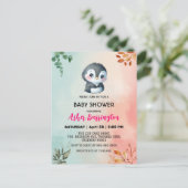 Niedlicher Pinguin Frühjahr Blume Babydusche Kinde Postkarte (Stehend Vorderseite)