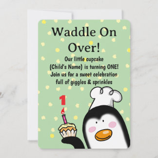 Niedlicher Pinguin Geburtstag (1. Geburtstag) Einladung