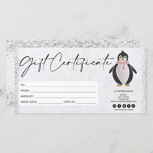 niedlicher Pinguin-Geschenkgutschein für moderne G (Vorne/Hinten)