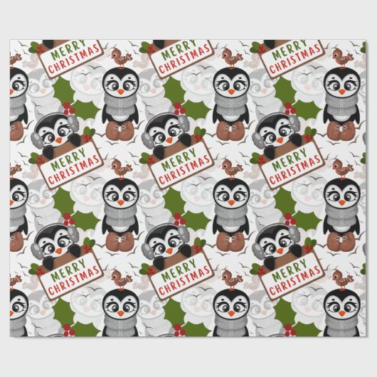 Niedlicher Pinguin Geschenkpapier (Flach)