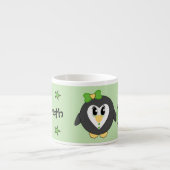 Niedlicher Pinguin grün gelb mit Sternen Kind Espressotasse (Vorderseite)