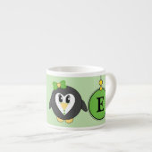 Niedlicher Pinguin grün gelb mit Sternen Kind Espressotasse (Vorderseite Rechts)