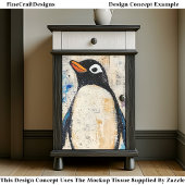 Niedlicher Pinguin, Grungy Paper Collage DJ1L Deco Seidenpapier