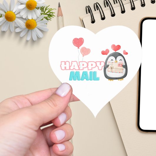 Niedlicher Pinguin Happy Mail Heart Sticker