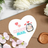 Niedlicher Pinguin Happy Mail Heart Sticker