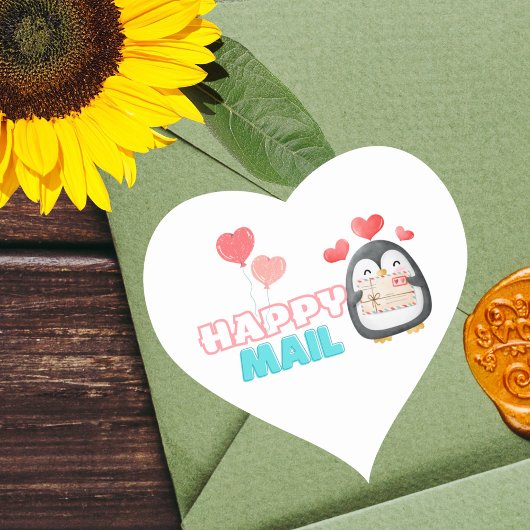Niedlicher Pinguin Happy Mail Heart Sticker