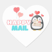 Niedlicher Pinguin Happy Mail Heart Sticker (Vorderseite)