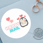 Niedlicher Pinguin Happy Mail Round Sticker mit He