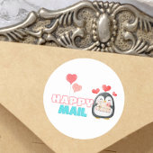 Niedlicher Pinguin Happy Mail Round Sticker mit He