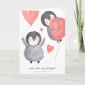 Niedlicher Pinguin Happy Valentines Day Feiertagskarte (Vorderseite)