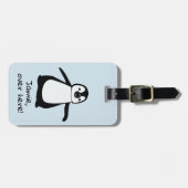 Niedlicher Pinguin | Hier drüben | personalisiert Gepäckanhänger (Vorderseite horizontal)