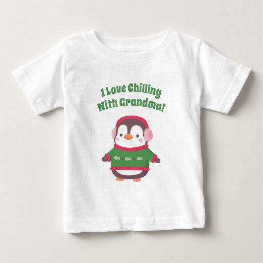 Niedlicher Pinguin I Liebe mit Oma Funny Baby T-shirt (Vorderseite)