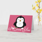 Niedlicher Pinguin I Liebe Sie Karte (Gelbe Blume)