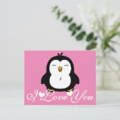 Niedlicher Pinguin I Liebe Sie Postkarte (Stehend Vorderseite)
