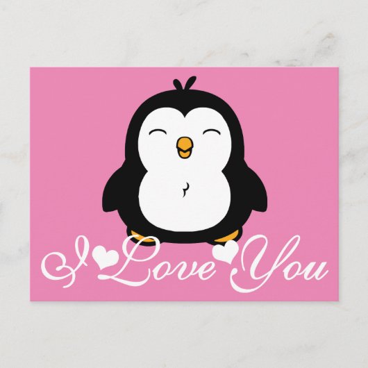 Niedlicher Pinguin I Liebe Sie Postkarte (Vorderseite)