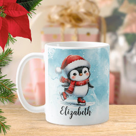 Niedlicher Pinguin Ice Skaten Blue Red Custom Weih Kaffeetasse