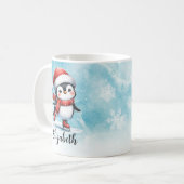 Niedlicher Pinguin Ice Skaten Blue Red Custom Weih Kaffeetasse (Vorderseite Links)