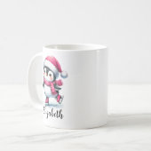 Niedlicher Pinguin Ice Skaten Custom Pink Weihnach Kaffeetasse (Vorderseite Links)