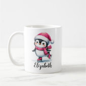 Niedlicher Pinguin Ice Skaten Custom Pink Weihnach Kaffeetasse (Links)