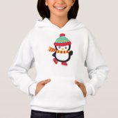 Niedlicher Pinguin, Ice Skaten Penguin, Hut, Scarf Hoodie (Vorderseite)