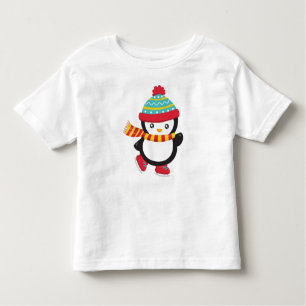 Niedlicher Pinguin, Ice Skaten Penguin, Hut, Scarf Kleinkind T-shirt