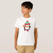 Niedlicher Pinguin, Ice Skaten Penguin, Hut, Scarf T-Shirt (Vorne ganz)